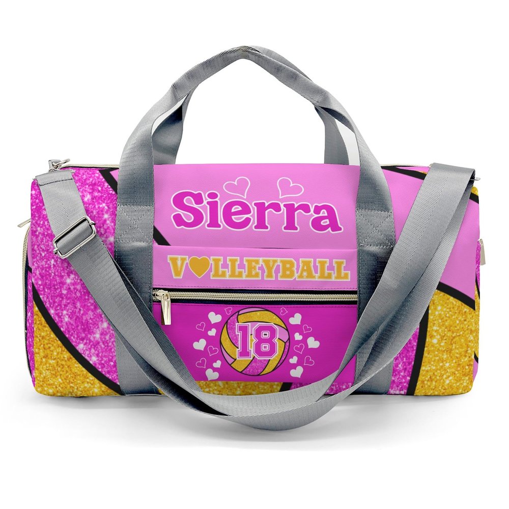 zaaprintblanket Rose Purple Pink Volleyball Print Multifunction Sport Duffel Bag Custom Gym Travel Perform Training Weekender Bags Getaway Bags