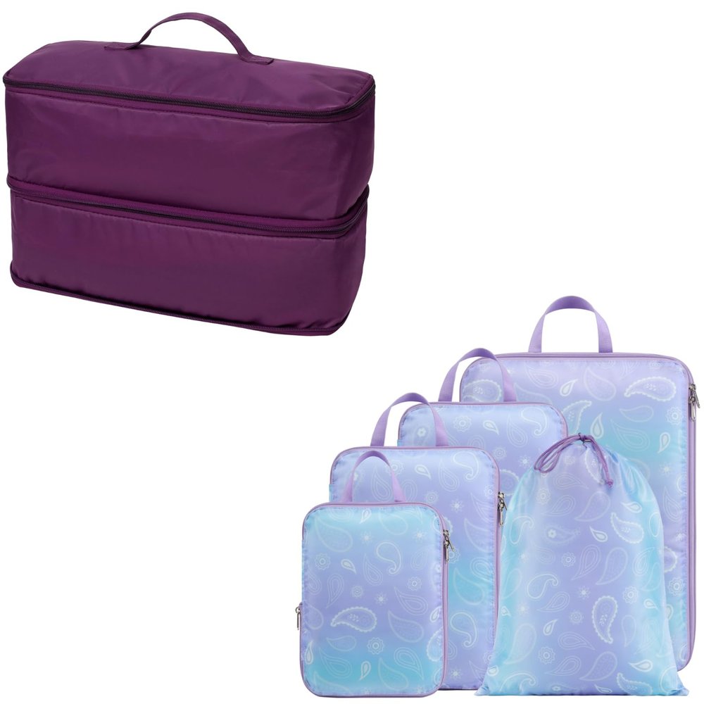 Cambond Travel Underwear Organizer Bag Bundle with Compression Packing Cubes for Suitcases
