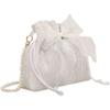 Vobumix Lace Bow Tote Bag White Pearl Handle Bag Evening Bag Summer Bucket Crossbody Bag Women Supply for Daily Matching view 1