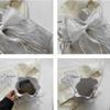 Vobumix Lace Bow Tote Bag White Pearl Handle Bag Evening Bag Summer Bucket Crossbody Bag Women Supply for Daily Matching view 3