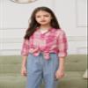 Betusline Girls' Plaid Flannel Shirt, Kids Long Sleeve Button Button Shirts Tops,F Dark Pink & Gray #17-8 Years= Tag 140 view 4