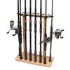 VEYWANE Fishing Rod Storage Racks, 100% Wood Floor Stand Fishing Pole Holders for Garage of 14 Rods or Combos view 1