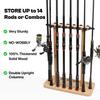 VEYWANE Fishing Rod Storage Racks, 100% Wood Floor Stand Fishing Pole Holders for Garage of 14 Rods or Combos view 2