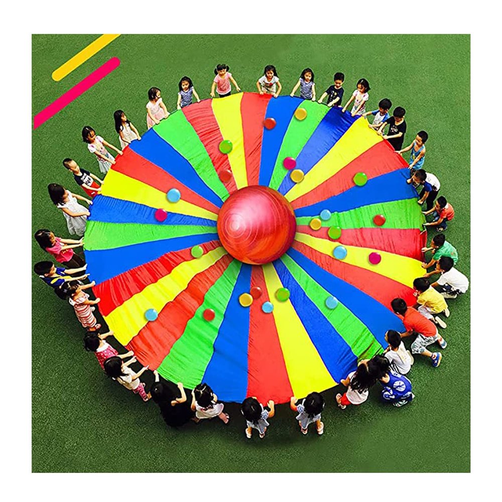 DJFKDYHPE Play Parachute Kids Outdoor Activities - Parachute Game, Outdoor Field Day Parachute Games, Children's Physical Training Parachute Games(3m/9.8ft)