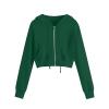 Women's Crop Tops Zip Up Hoodies Teen Girls Fall Jacket Casual Workout Long Sleeve Cropped Sweatshirts Y2K Clothes Dark Green view 1
