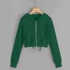 Women's Crop Tops Zip Up Hoodies Teen Girls Fall Jacket Casual Workout Long Sleeve Cropped Sweatshirts Y2K Clothes Dark Green view 2