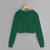 Women's Crop Tops Zip Up Hoodies Teen Girls Fall Jacket Casual Workout Long Sleeve Cropped Sweatshirts Y2K Clothes Dark Green view 3