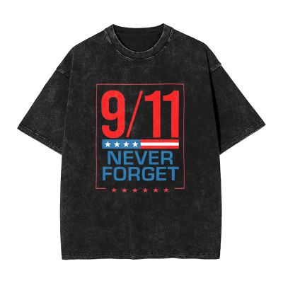 911 September 11th We Will Never Forget Vintage T-Shirt Oversized Cotton Short Sleeve Tees Black