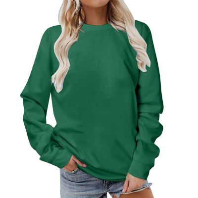 asntrgd Women's Crewneck Sweatshirts Plus Size Long Sleeve Solid Pullover Fall Lightweight Tunic Tops Cute Outfits 2024