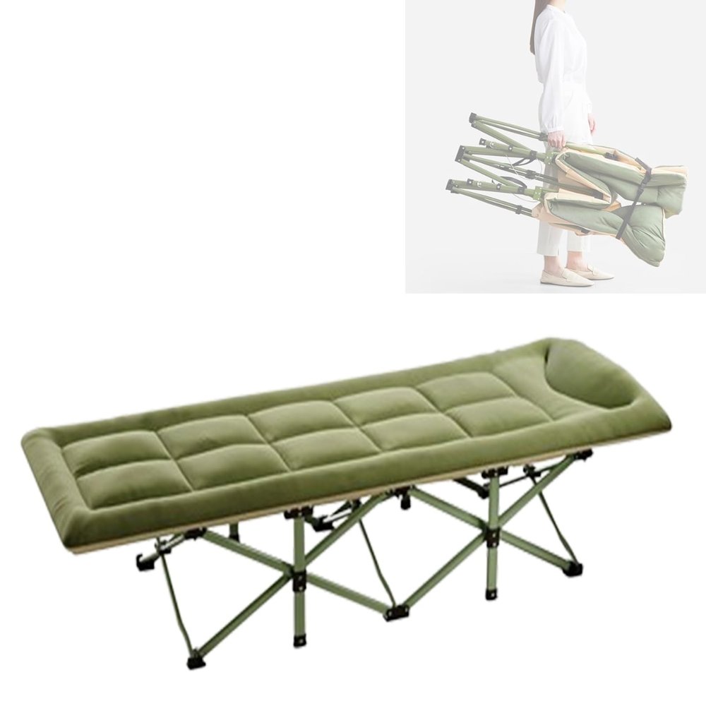 Folding Bed with Mattress, 70cm Extra Wide Portable Camp Cot Heavy Duty Sturdy Foldaway Guest Bed Strong Thicker Tubes Sleeping Bed Cot for Office, Beach, Garden, Patio