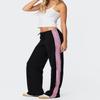 Luckinbaby Women Side Striped Track Pants Elastic Waist Wide Leg Sweatpants Contrast Stripes Drawstring Baggy Joggers(Casual Black,L) view 2