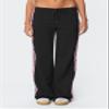 Luckinbaby Women Side Striped Track Pants Elastic Waist Wide Leg Sweatpants Contrast Stripes Drawstring Baggy Joggers(Casual Black,L) view 4