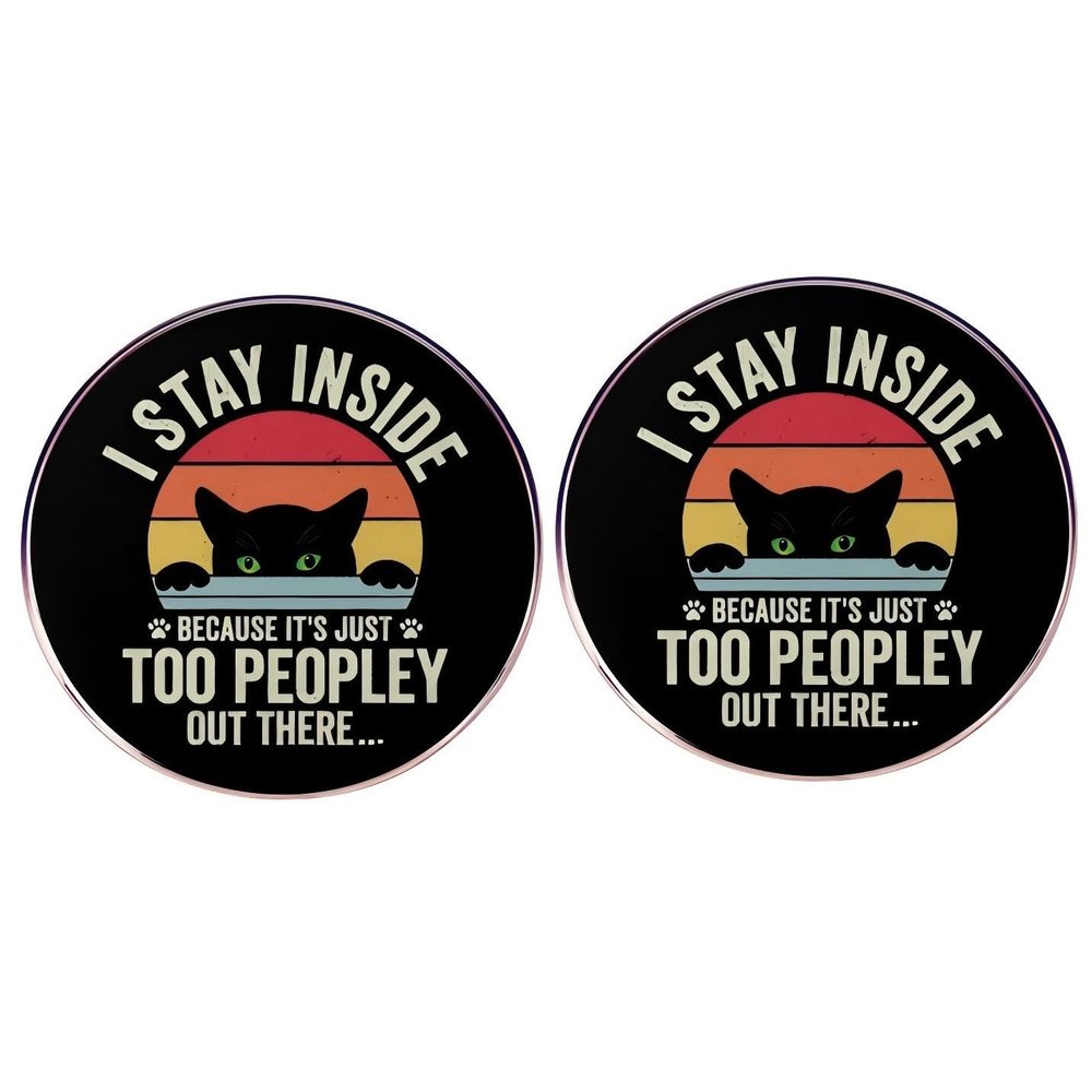 2 Society Fear Pins, I STAY INSIDE BECAUSE IT'S JUST TOO PEOPLE OUT THERE Alloy Lapel Pins, Clothes Backpack Accessories