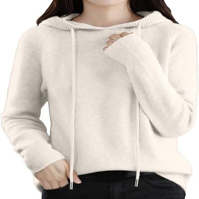 QARMAX Sweater Hoodies for Women Fall Winter Cashmere Hooded Sweater Wool Pullovers Long Sleeve Knitting Stretch Sweater (D,M)