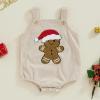 GOOCHEER Newborn Baby Girl Boy Christmas Outfit Gingerbread Man Sleeveless Suspender Overalls Romper Winter Clothes (Khaki, 12-18 Months) view 2