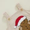 GOOCHEER Newborn Baby Girl Boy Christmas Outfit Gingerbread Man Sleeveless Suspender Overalls Romper Winter Clothes (Khaki, 12-18 Months) view 4