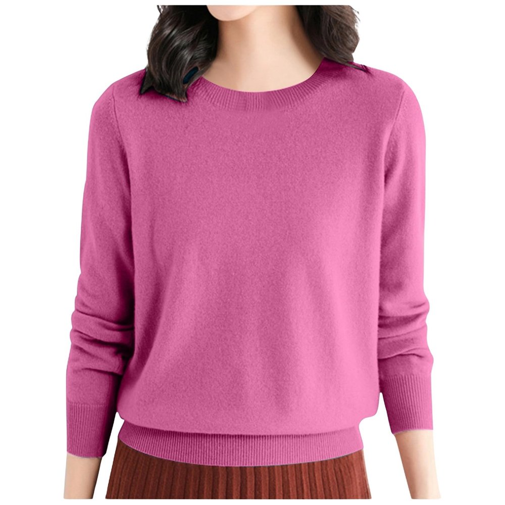 Sweaters for Women Merino Wool Shirt Long Sleeve Crew Neck Travel Hiking Tee Base Layer Sweater Pullover Tops A17pink,Small