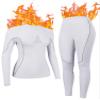ATTRACO Women's Thermal Underwear Top and Bottom Sets Breathable Long John Ultra Thin Base Layers White L view 1