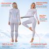 ATTRACO Women's Thermal Underwear Top and Bottom Sets Breathable Long John Ultra Thin Base Layers White L view 2