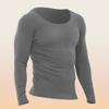 Ouruikia Men's Thermal Underwear Tops Fleece Lined Thermal Shirts Undershirt Crew Top Base Layer Shirt Grey XL view 3