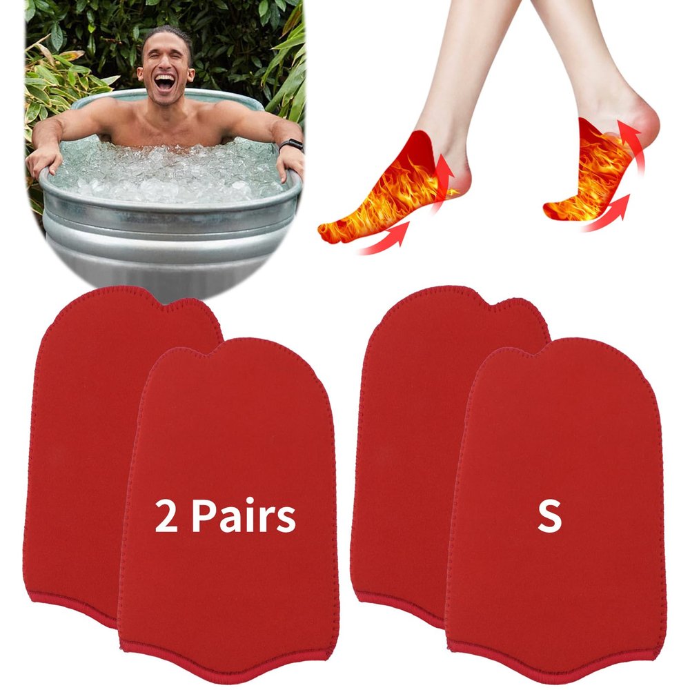 2 Pairs Ice Bath Toe Socks, Cold Plunge Toe Covers, Ice Bath Toe Booties Cold Plunge Toe Booties, Cold Plunge Tub Accessories, Reusable Neoprene Toe Warmers for Cold Plunge at Home S-Red