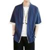 Shirt Men Japanese Kimono Blouse Chinese Style Embroidered Tang Suit Casual Cardigan Streetwear Coat red M view 2