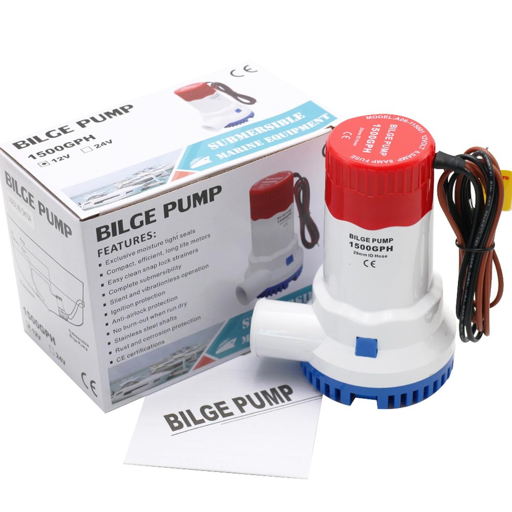 Creatorele 12 V 1500 GPH Electric Bilge Pump, No Noise And Easy To Install Boat Bilge Pump, Suitable For Aquarium, Swimming Pool, Water Tank And Other Places