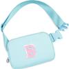 Christmas Birthday Gifts for Women,Fanny Pack for Kids Teens,Crossbody Bag for Girls,Initial Waist Packs for Sister Daughter,Belt Bag Trendy Preppy Stuff,Blue B view 1