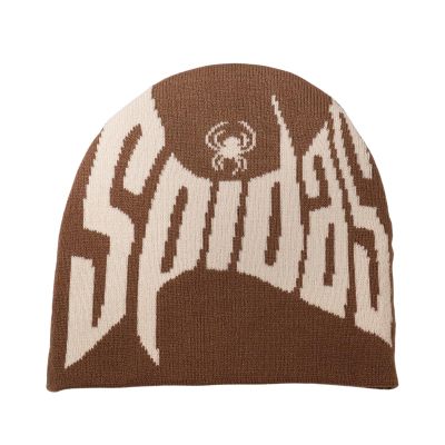 2THESTARS Y2K Beanie Hat for Men & Women Trendy Soft Stretchable Winter Cap, Spidas Design Cold Knit Weather Accessory - Brown