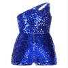 ACSUSS Kids Girls One Shoulder Jumpsuit Sequins Leotard Jumpsuit Dancing Outfits Birthday Party Prom Pageant Romper Royal Blue 6 Years view 1