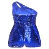 ACSUSS Kids Girls One Shoulder Jumpsuit Sequins Leotard Jumpsuit Dancing Outfits Birthday Party Prom Pageant Romper Royal Blue 6 Years view 2