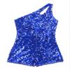 ACSUSS Kids Girls One Shoulder Jumpsuit Sequins Leotard Jumpsuit Dancing Outfits Birthday Party Prom Pageant Romper Royal Blue 6 Years view 3