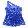 ACSUSS Kids Girls One Shoulder Jumpsuit Sequins Leotard Jumpsuit Dancing Outfits Birthday Party Prom Pageant Romper Royal Blue 6 Years view 4