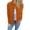 Women's Jacket with Zipper and Pockets,Womens Bomber Jacket Coat,Stand Collar Bomber Jacket Casual Long Sleeve Coat (Orange,5XL) view 1