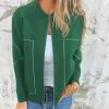 Women's Jacket with Zipper and Pockets,Womens Bomber Jacket Coat,Stand Collar Bomber Jacket Casual Long Sleeve Coat (Orange,5XL) view 2