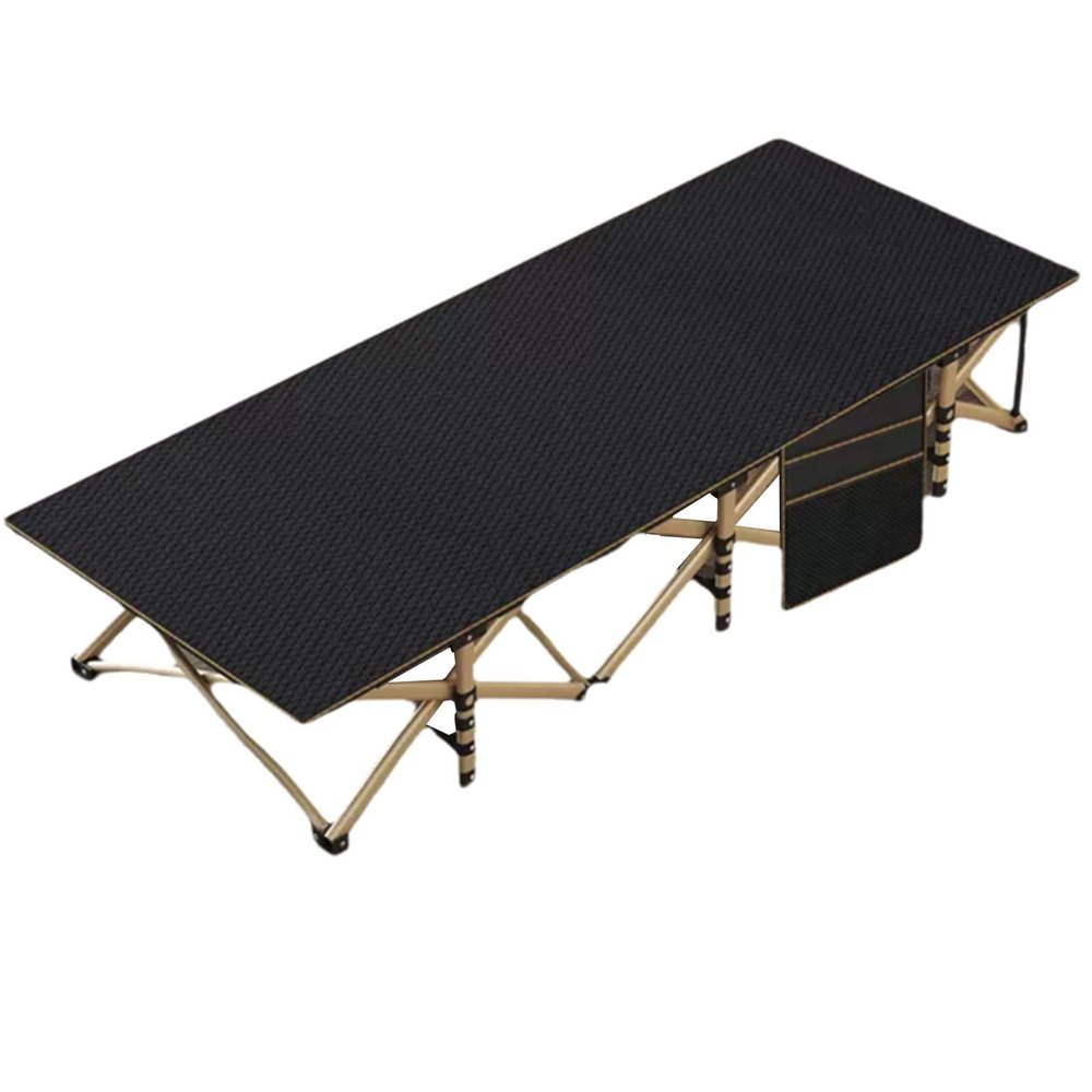 AoForce Foldable Bed with Thick Pad Oversize Cots for Sleeping Camping Bed Made of Iron Alloy Triangle Structure Support at The Bottom with Carry Bag(Black)