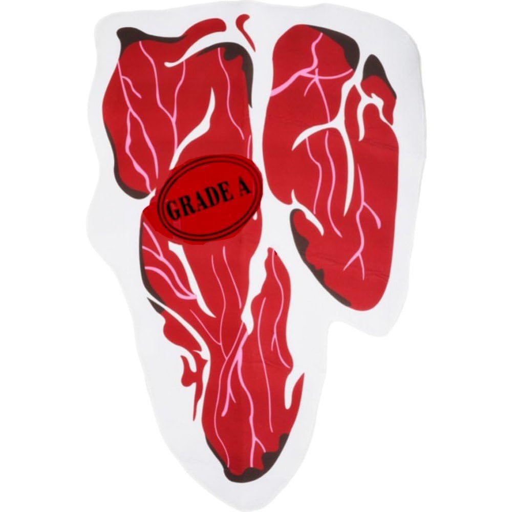 Vobumix Funny Steak Printed Costume Food Cosplay Outfit Halloween Party Play Jumpsuit Couple Dress Up Costume for Carnival Party