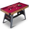 48 Inch Pool Table, Wooden Portable Wooden Billiard Tables for Kids with 2 Cue Sticks, 16 Balls, Triangle, Chalk, Brush for Family Play Room, Game Room (Dark Red) view 1