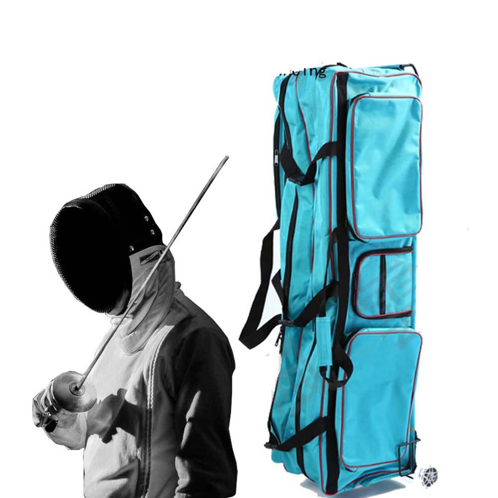 XNSHENGXAN Fencing Sword Bag, Fencing Sword Carry Bag with Back Ttrap, Fencing Roller Storage Bag, Made of Waterproof Oxford Cloth,Holds Longsword, Fencing Mask,Lake blue