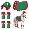 Abbylike 6 Pcs Christmas Holiday Santa Leg Wraps with Faux Fur Trim Holiday Santa Horse Hat All Purpose Santa Saddle Pad for Christmas Horse Costume Accessories (Classic Style, Red,Green) view 1