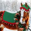 Abbylike 6 Pcs Christmas Holiday Santa Leg Wraps with Faux Fur Trim Holiday Santa Horse Hat All Purpose Santa Saddle Pad for Christmas Horse Costume Accessories (Classic Style, Red,Green) view 2
