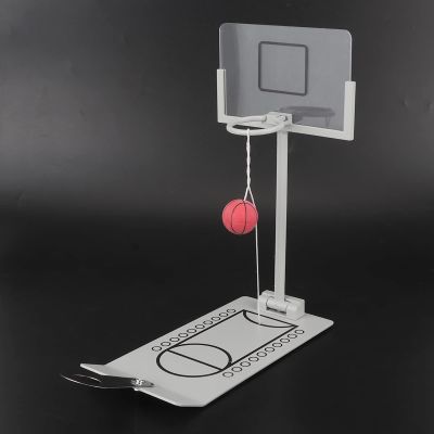 Miniature Basketball Hoop, Compact Size, Metal Construction, Foldable, Rebounding with Plastic Backboard for Desktop Ornament, Toy Game, Decompression