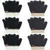 DAQING 6 Pairs of Kids Gloves Knitted Wool Winter Gloves Children Full Fingers Stretchy Warm Mittens for Boys Girls (Black/Dark Grey,1-5 Years) view 1
