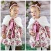 4-5T Toddler Girls Dress and Velvet Cardigan Sets Little Girls Casual Floral Print Fall Dresses Winter with Headband view 4