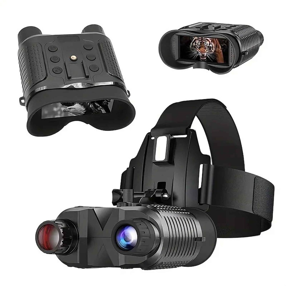 SKIOVEMI Head Mounted Night Vision Goggles with Head Strap and 32GB SD Card, Digital Infrared Night Vision Binoculars for Adults, 8X Digital Zoom