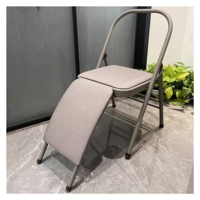 MZZKFC Gray Yoga Auxiliary Chair with Foot Pads & Removable Waist Support, Foldable Yoga Chair, Balance Handstand Training Tool for Yoga Studios/Gyms/Home