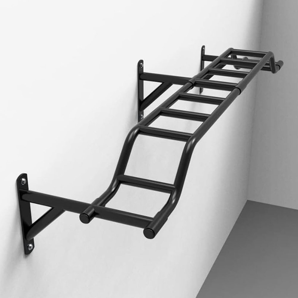 Hlixzoy Wall Mounted Pull-Up Bar, Wall Door Bar Climbing Ladder Sandbag Rack, Heavy Duty Steel Climbing Frame/Parallel Bars/Horizontal Bars, Home Gym Strength Training Fitness Bar