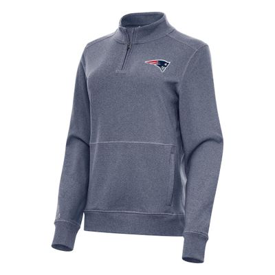 Antigua Women's Heather Navy New England Patriots Crush Quarter-Zip Jacket