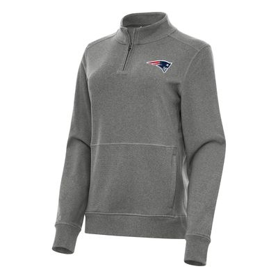 Antigua Women's Heather Black New England Patriots Crush Quarter-Zip Jacket