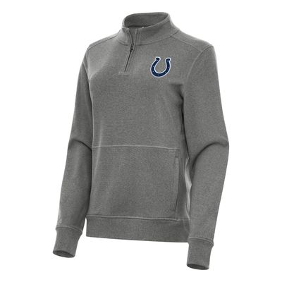 Antigua Women's Heather Black Indianapolis Colts Crush Quarter-Zip Jacket